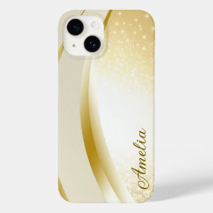 Coque Pour iPhone 14 Nom monogrammé pailleté élégant