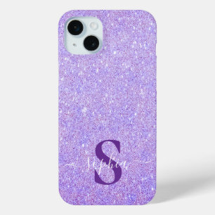 Coque iPhone 15 Mini Nom monogrammé pailleté élégant