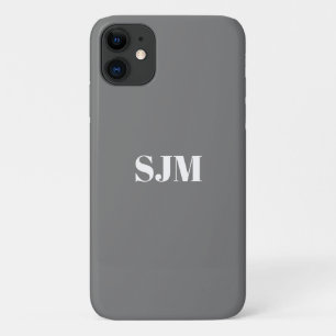 Case-Mate iPhone Case Nom monogramme personnalisé minimaliste gris blanc