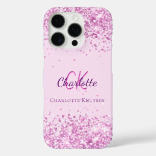 Coques iPhone 16 Pro Nom monogramme rose violet