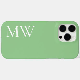 Coques iPhone 16 Pro Max nom monogramme unique vert et blanc sauge initiale