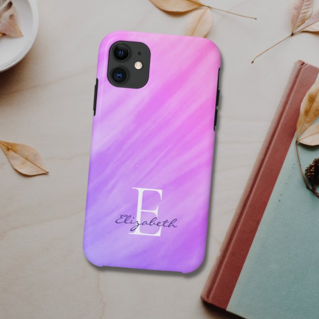 Coques Case-Mate iPhone Nom Monogramme violet (Créateur téléchargé)