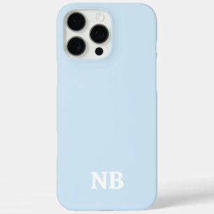 Coques iPhone 16 Pro Max nom monographique unique bleu ciel et blanc initia