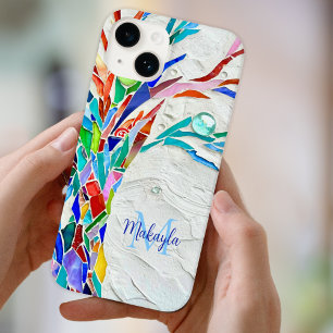 Coque Pour iPhone 14 Nom Mosaïque de monogramme