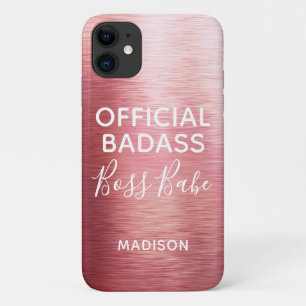 Case-Mate iPhone Case Nom officiel Badass Boss Babe Métallic Rose Gold