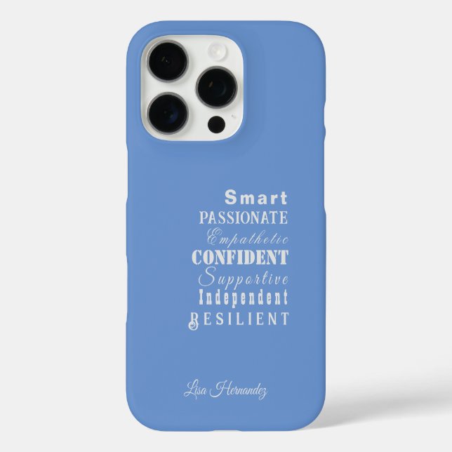 Coques Case-Mate iPhone Nom personnalisable, Caractéristiques Blanc sur Bl (Verso)