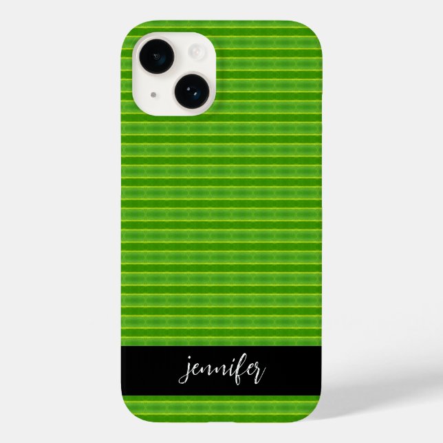 Coques Case-Mate iPhone Nom personnalisable motif feuille verte (Verso)