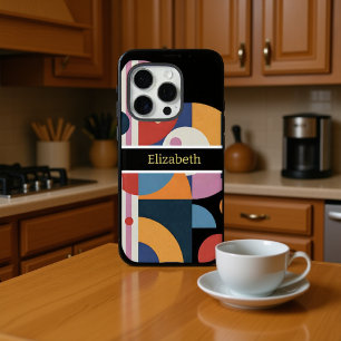 Coques iPhone 16 Pro Nom personnalisé abstrait moderne géométrique marb