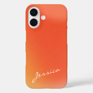 Coque Pour iPhone 16 Nom personnalisé Abstrait Retro Gradient Orange