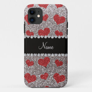 Etui iPhone Case-Mate Nom personnalisé argent parties scintillant coeur 