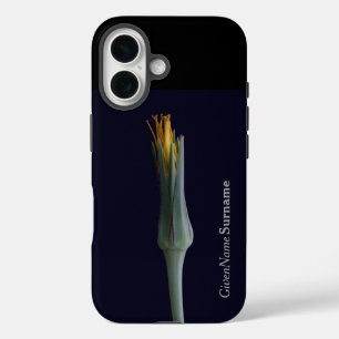 Coque Pour iPhone 16 Nom personnalisé avec Fleur élégante en noir