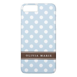 Coque Case-Mate Pour iPhone Nom personnalisé Baby Blue Pois Motif