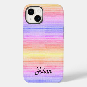 Coque Pour iPhone 14 Nom personnalisé bandes colorées