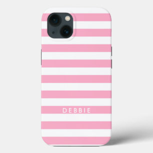 Case-Mate iPhone Case Nom personnalisé bandes horizontales rose et blanc
