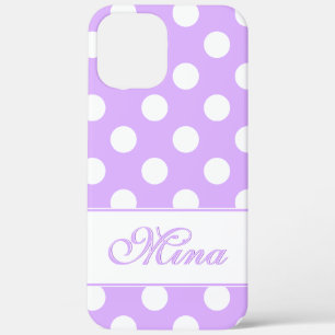 Case-Mate iPhone Case Nom personnalisé, belle lavande grand Pois blanc