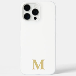 Coques iPhone 16 Pro Max nom personnalisé blanc & or initial