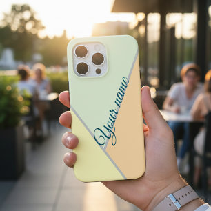 Coque iPhone 15 Pro Max Nom personnalisé Bloc de couleur géométrique paste