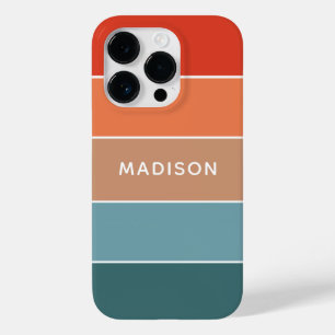 Coque Pour iPhone 14 Pro Nom personnalisé Bloc de couleur Terre Coloré Mode