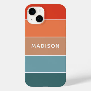 Coque Pour iPhone 14 Nom personnalisé bloc de couleur Terre coloré mode