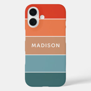 Coque Pour iPhone 16 Nom personnalisé bloc de couleur Terre coloré mode