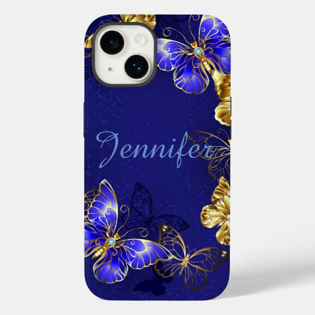 Coques Case-Mate iPhone Nom personnalisé Blue Butterfly iPhone/Coque ipad (Verso)