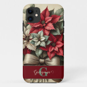 Case-Mate iPhone Case Nom personnalisé Bouquet Vintage Aquarelle Poinset