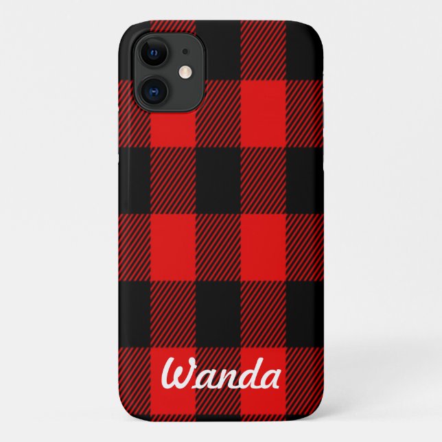 Coques Case-Mate iPhone Nom personnalisé Buffalo Plaid (Dos)