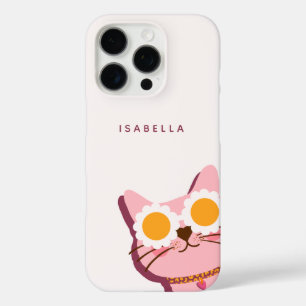 Coques iPhone 16 Pro Nom personnalisé Chat Rose Mignon