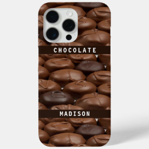Coque iPhone 15 Pro Max Nom personnalisé Chocolat Bonbons Truffes Foodies 