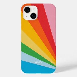 Coque Pour iPhone 14 Nom personnalisé Couleurs arc-en-ciel