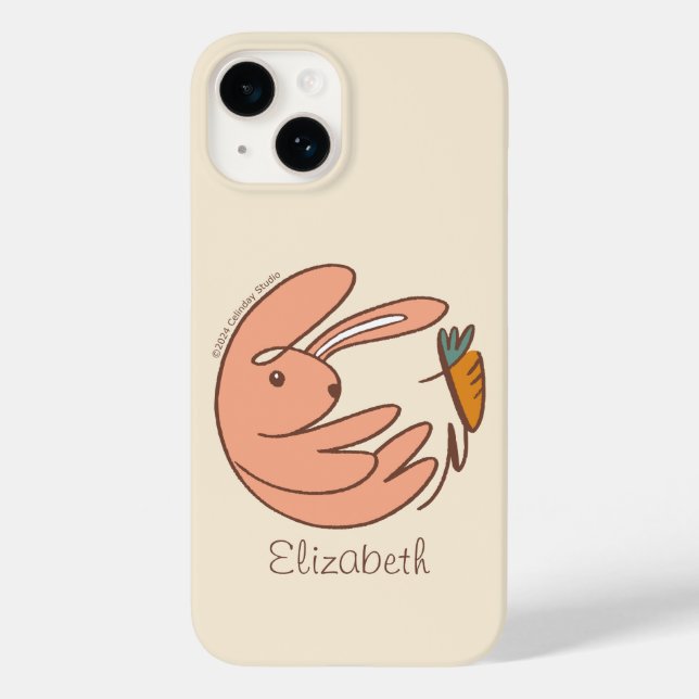 Coques Case-Mate iPhone Nom personnalisé Cute Bunny et Carrot Animal Art (Verso)
