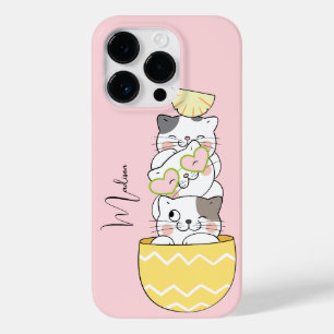 Coque Pour iPhone 14 Pro Nom personnalisé Cute Kittens