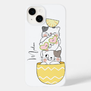 Coque Pour iPhone 14 Nom personnalisé Cute Kittens