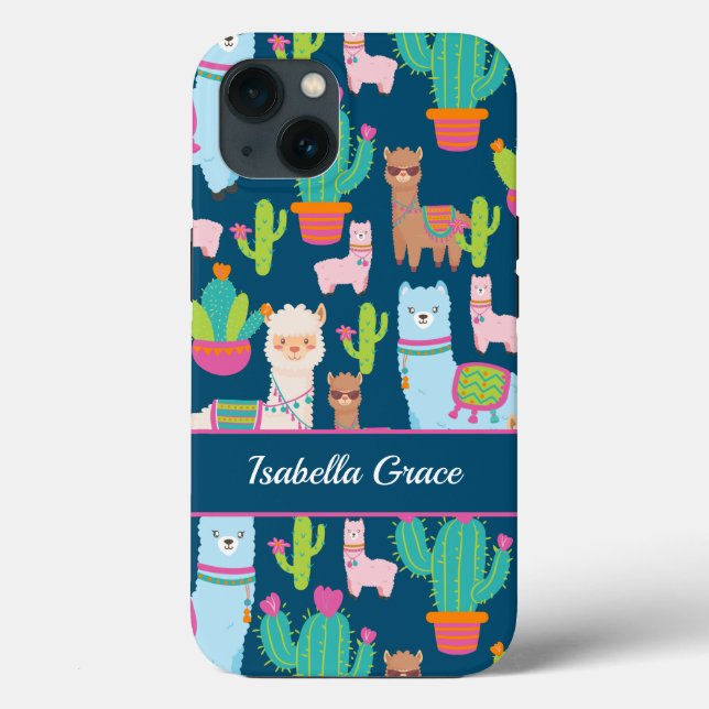 Coques Case-Mate iPhone Nom personnalisé Cute Llama (Verso)