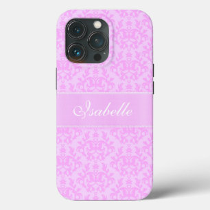 Coques Pour iPhone Nom personnalisé damask lilac rose