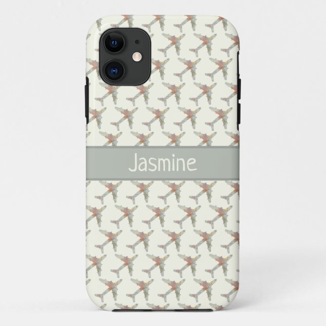 Coques Case-Mate iPhone Nom personnalisé de la carte du monde d'avion (Dos)