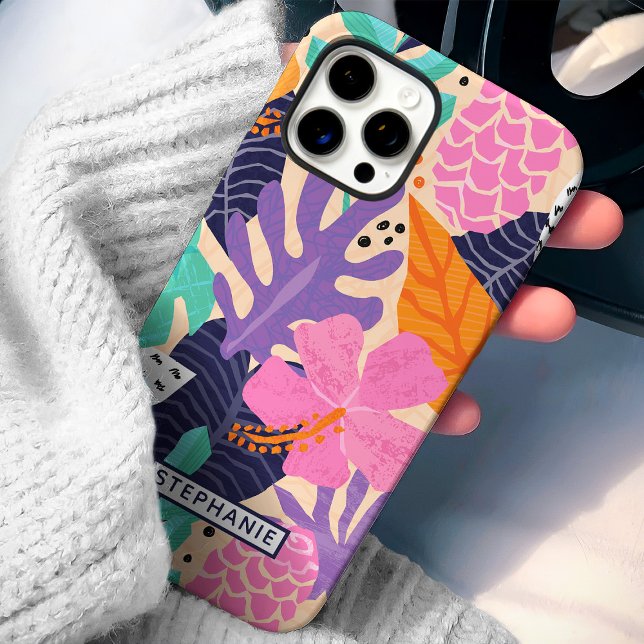 Coques Case-Mate iPhone Nom personnalisé de la jungle tropicale Abstraite (Créateur téléchargé)
