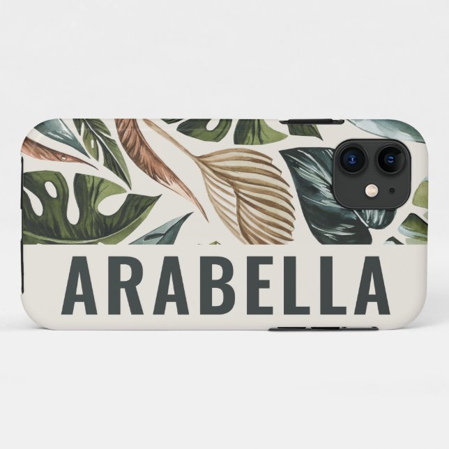 Coques Case-Mate iPhone Nom personnalisé de la plante tropicale (Dos (Horizontal))