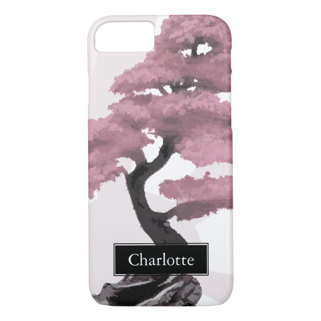 Coques Case-Mate iPhone Nom personnalisé de l'arbre à cerise Abstrait (Dos)