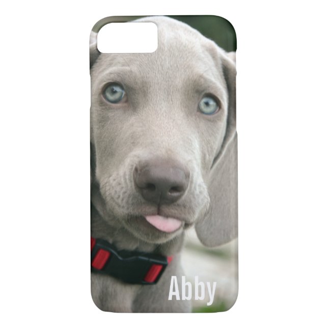 Coques Case-Mate iPhone Nom personnalisé de photo de chien de Weimaraner (Dos)
