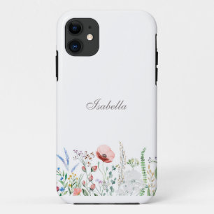 Case-Mate iPhone Case Nom personnalisé du Fleur sauvage d'aquarelle