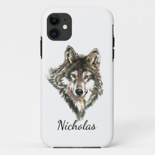 Case-Mate iPhone Case Nom personnalisé du loup gris aquarelle