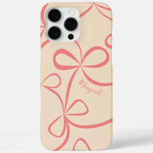 Coques iPhone 16 Pro Max Nom personnalisé du Motif Bow rose