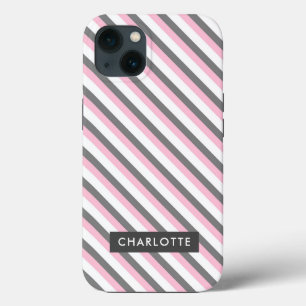 Case-Mate iPhone Case Nom personnalisé du motif de bandes diagonales mig