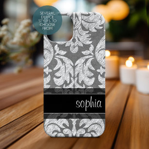 Coque Pour iPhone 14 Nom personnalisé du Motif de dentelle du tableau d
