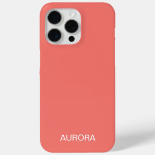 Coque iPhone 15 Pro Max Nom personnalisé élégant du corail du coucher du s