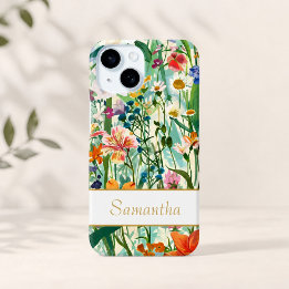 Coque Pour iPhone 15 Nom personnalisé Élégant Jardin Floral 