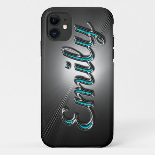 Coques Pour iPhone Nom personnalisé "Emily" en Design Turquoise et Ar