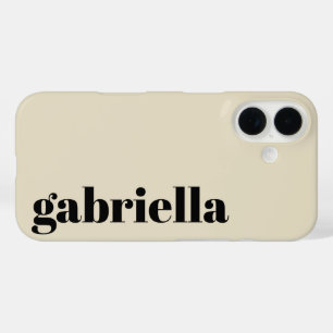 Coque Pour iPhone 16 Nom personnalisé en typographie gras noir et beige