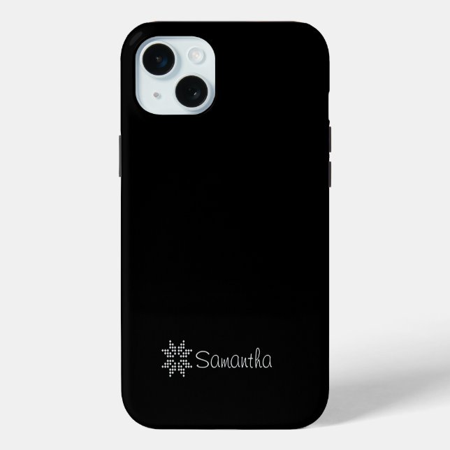 Coques Case-Mate iPhone Nom personnalisé et Poinsettia Art, noir (Verso)